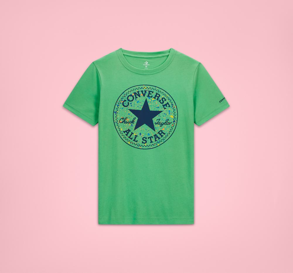 Camiseta Converse Chuck Taylor Patch Splatter Print Fill Criança Verdes 159872FWJ
